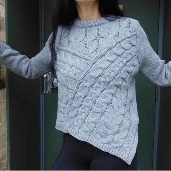 Lumiere Gray Cable Knit Asymmetrical Sweater - Picture 1 of 6